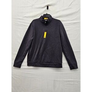 Member's Mark Mens Sandwash Quarter Zip Pullover Black Poly Blend Casual Size M